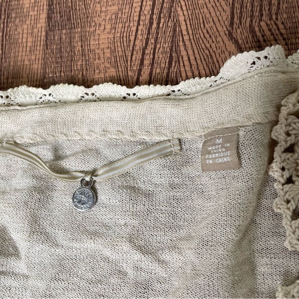 Vintage Anthropologie Knitted Knotted Cobbled Roads Crochet Doily Cardigan M - Picture 5 of 10